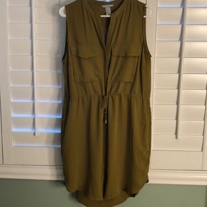 Olive Button Front Dress